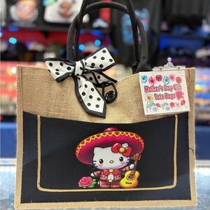 Hello Kitty Black Tote Bag with Polka Dot Bow